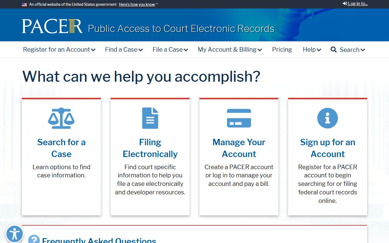 PACER registration and search for federal Union County court records