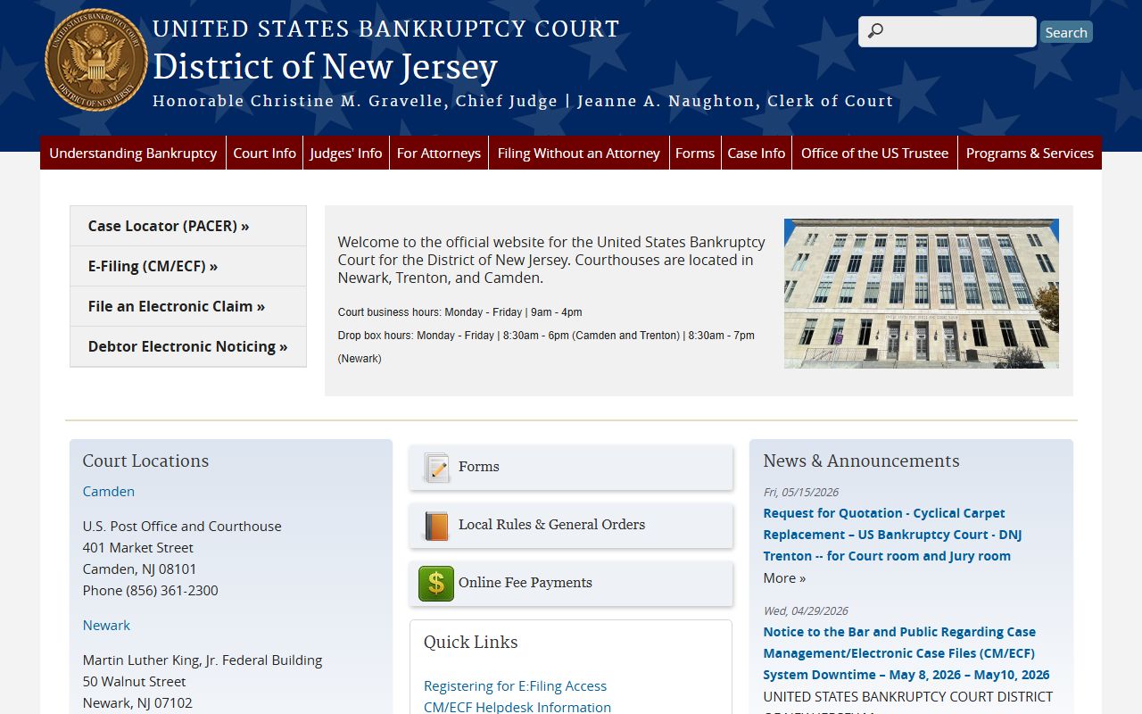 U.S. Bankruptcy Court for the District of New Jersey for Union County filings