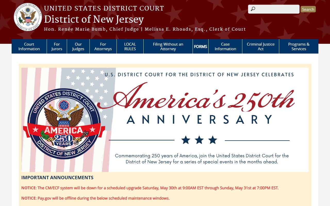 U.S. District Court for the District of New Jersey serving Union County