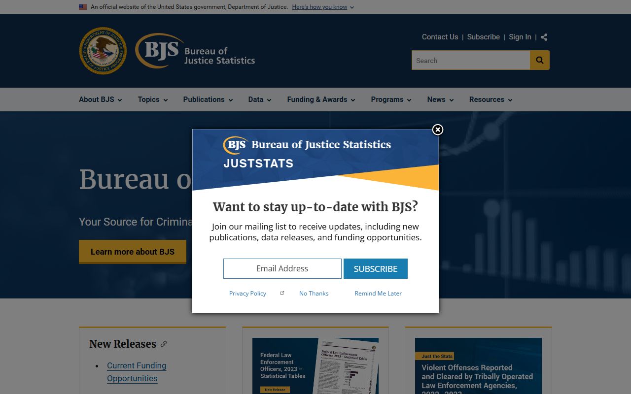 Bureau of Justice Statistics source for Union County jail population context