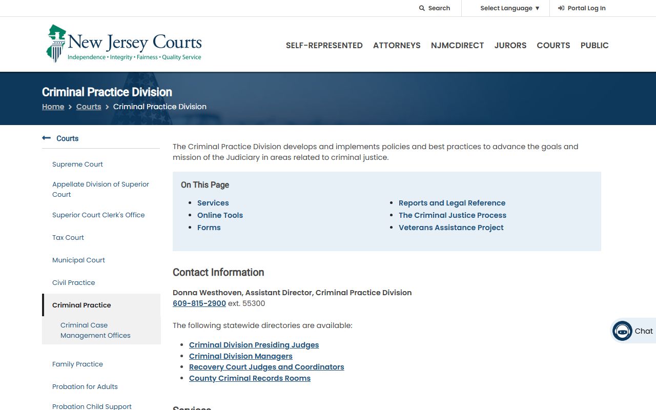 Union County criminal court records and Recovery Court information on the NJ Courts criminal page