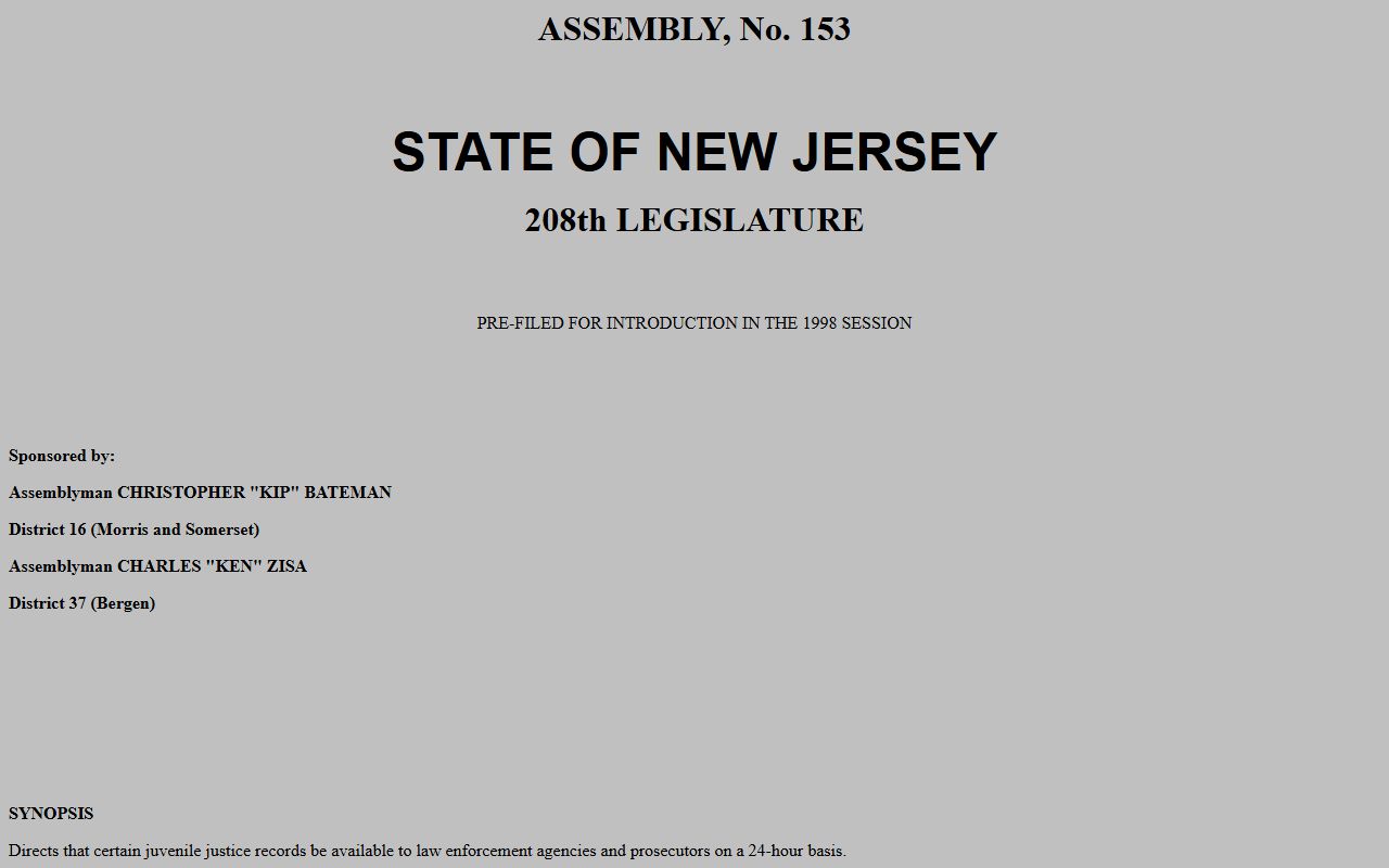 New Jersey juvenile record safeguard law for Union County public records